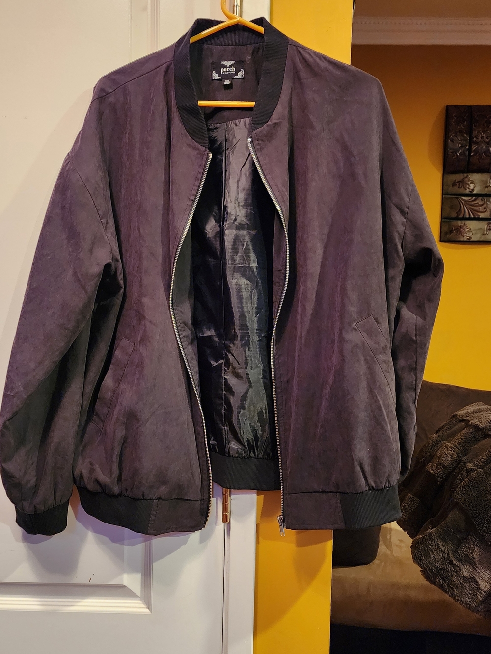 Blu Pepper Perch Label Bomber Jacket Black Women's 3XL